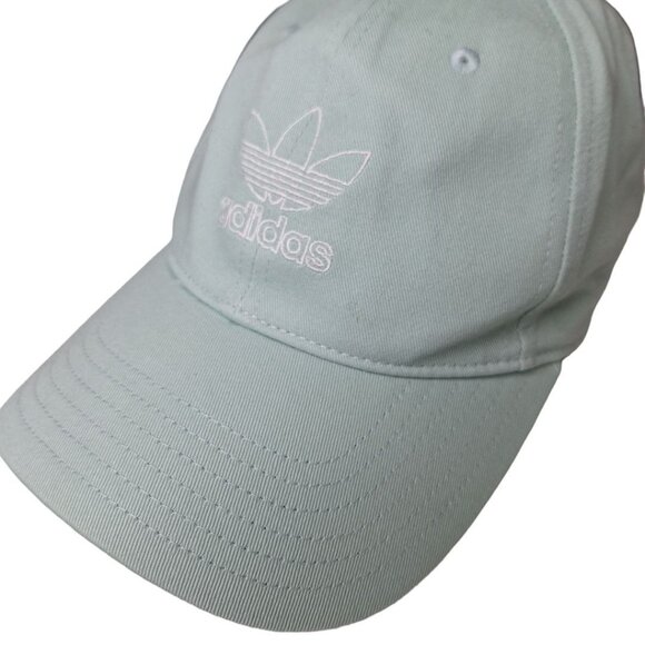 Adidas Ball Cap Hat Adjustable Back Light Blue Green Womens One Size - Picture 1 of 8